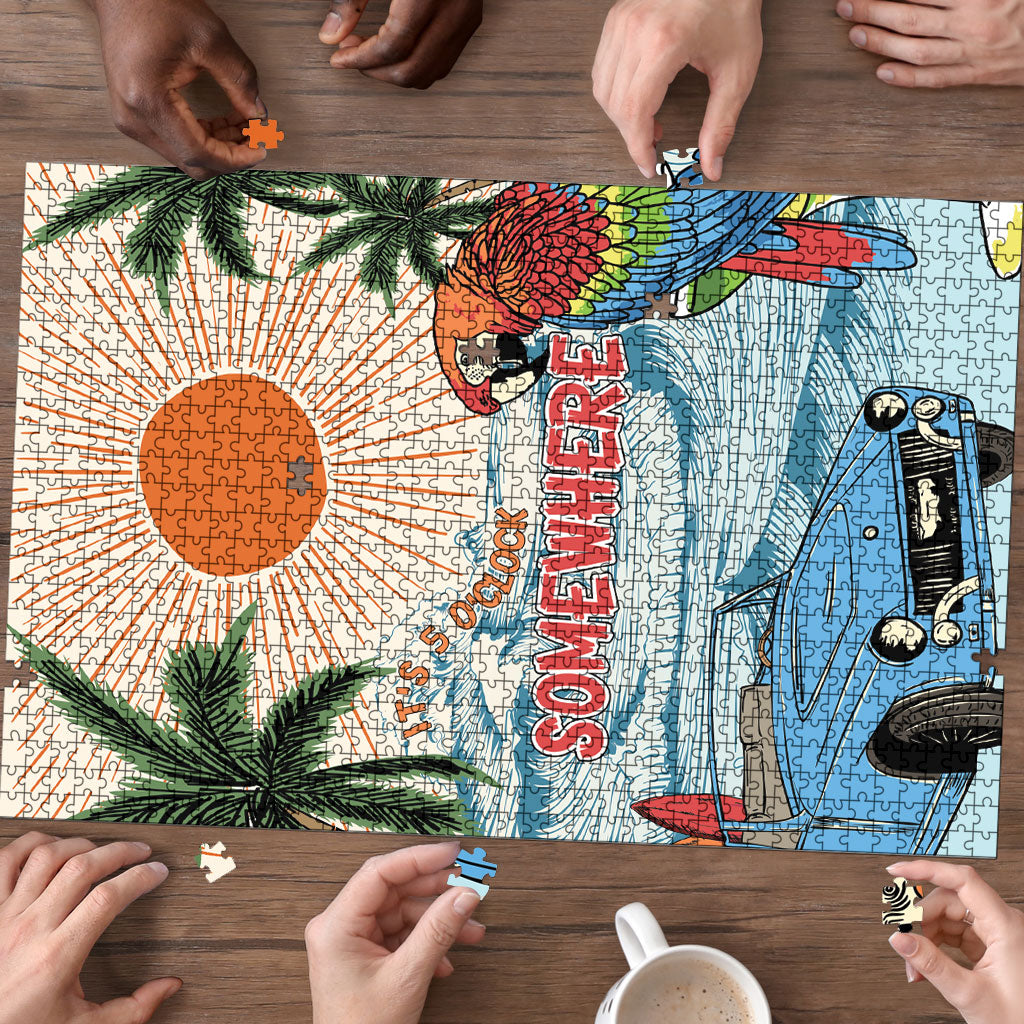 Summer Holiday It's 5 o'clock Somewhere Vintage Hawaii Puzzle