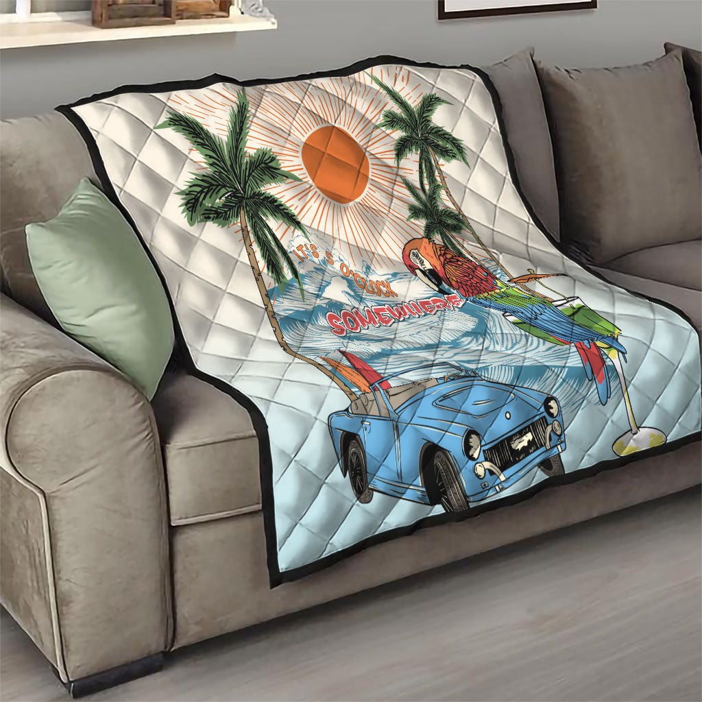 Summer Holiday It's 5 o'clock Somewhere Vintage Hawaii Quilt