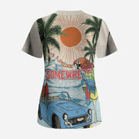 Summer Holiday It's 5 o'clock Somewhere Vintage Hawaii Scrub Top