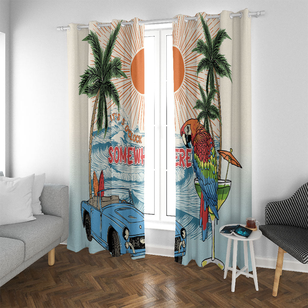 Summer Holiday It's 5 o'clock Somewhere Vintage Hawaii Window Curtain