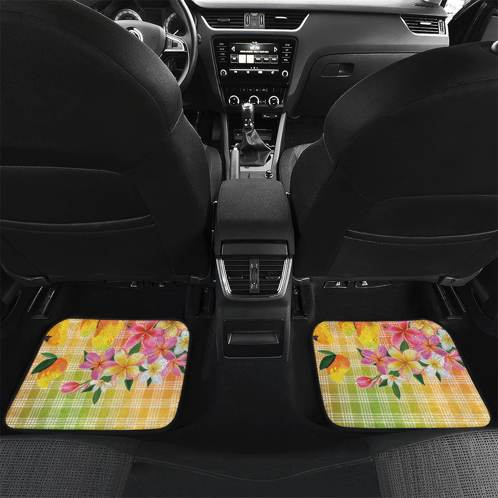 Aloha Hawaii Palaka Print Mango Plumeria Car Mats Tropical Vibes