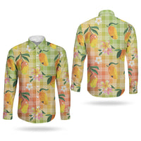 Aloha Hawaii Palaka Print Mango Plumeria Couples Matching Summer Maxi Dress and Long Sleeve Button Shirt Tropical Vibes
