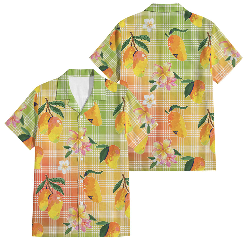 Aloha Hawaii Palaka Print Mango Plumeria Family Matching Summer Maxi Dress and Hawaiian Shirt Tropical Vibes