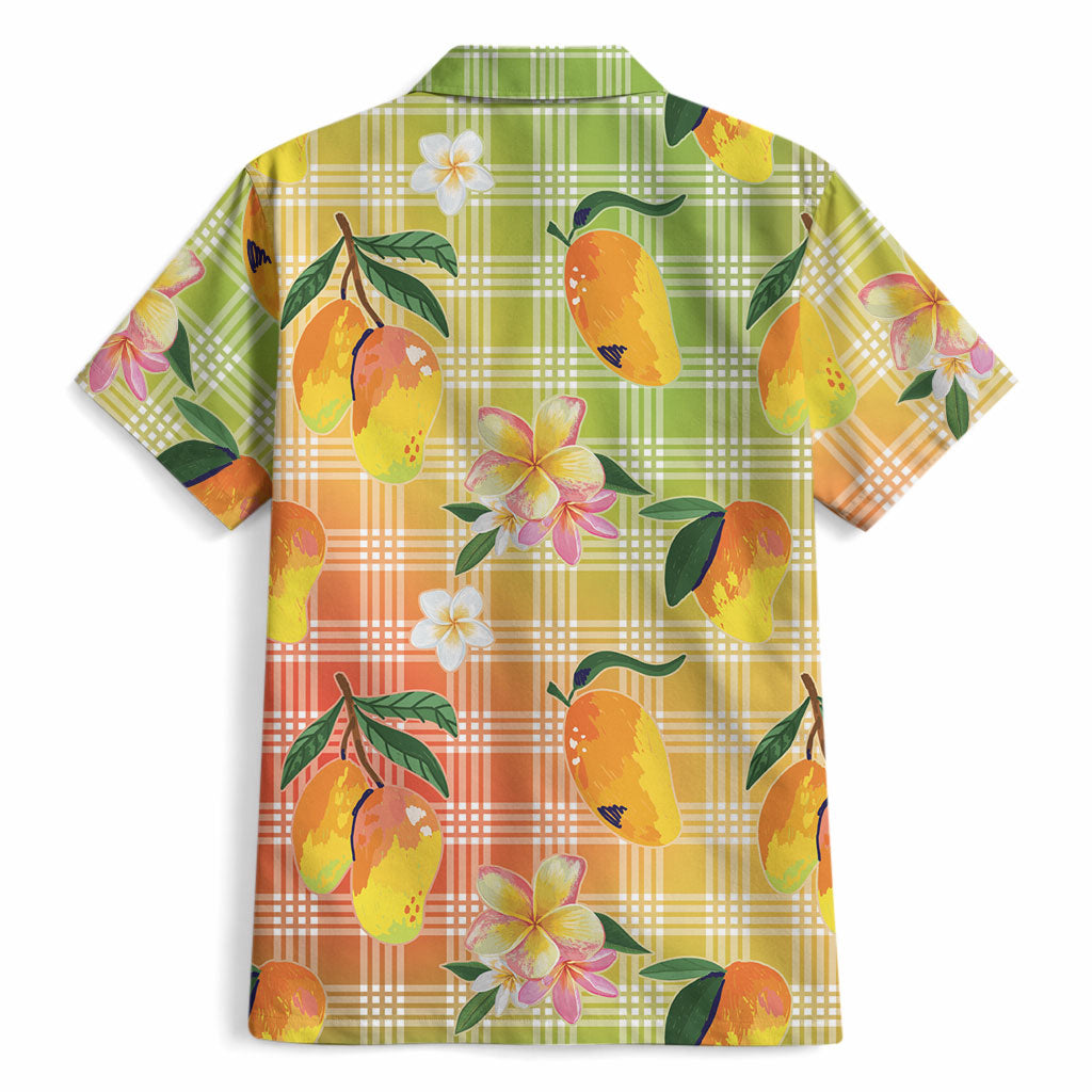 Aloha Hawaii Palaka Print Mango Plumeria Hawaiian Shirt Tropical Vibes