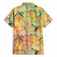 Aloha Hawaii Palaka Print Mango Plumeria Hawaiian Shirt Tropical Vibes