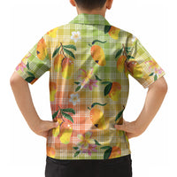 Aloha Hawaii Palaka Print Mango Plumeria Hawaiian Shirt Tropical Vibes