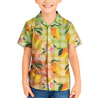 Aloha Hawaii Palaka Print Mango Plumeria Kid Hawaiian Shirt Tropical Vibes