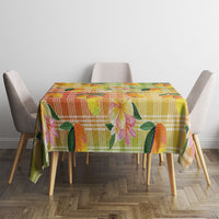 Aloha Hawaii Palaka Print Mango Plumeria Tablecloth Tropical Vibes