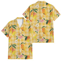 Aloha Hawaii Palaka Print Mango Plumeria Family Matching Tank Maxi Dress and Hawaiian Shirt Fresh Lemon