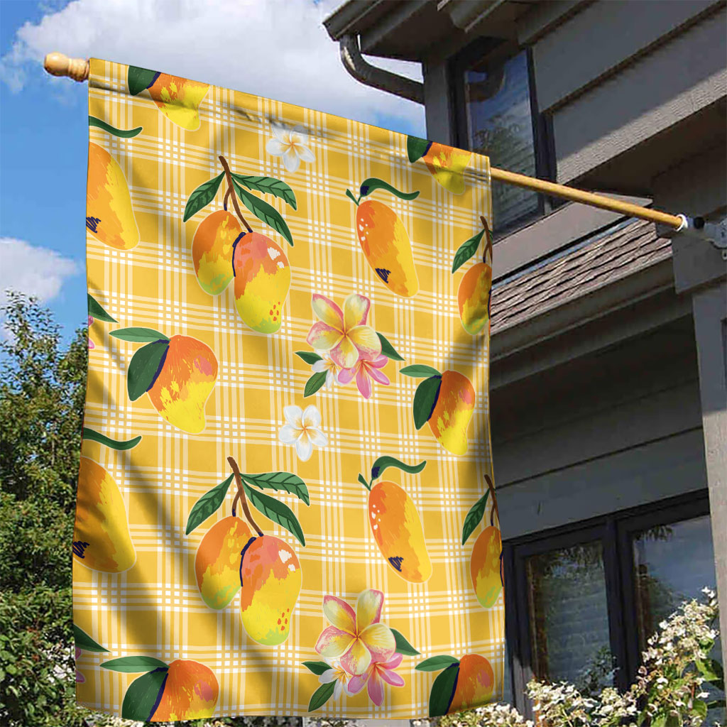 Aloha Hawaii Palaka Print Mango Plumeria Garden Flag Fresh Lemon