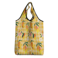 Aloha Hawaii Palaka Print Mango Plumeria Grocery Bag Fresh Lemon