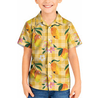 Aloha Hawaii Palaka Print Mango Plumeria Kid Hawaiian Shirt Fresh Lemon