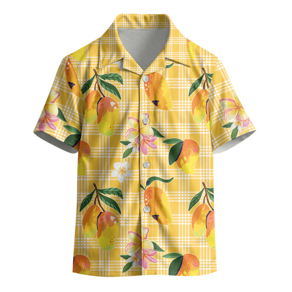 Aloha Hawaii Palaka Print Mango Plumeria Kid Hawaiian Shirt Fresh Lemon