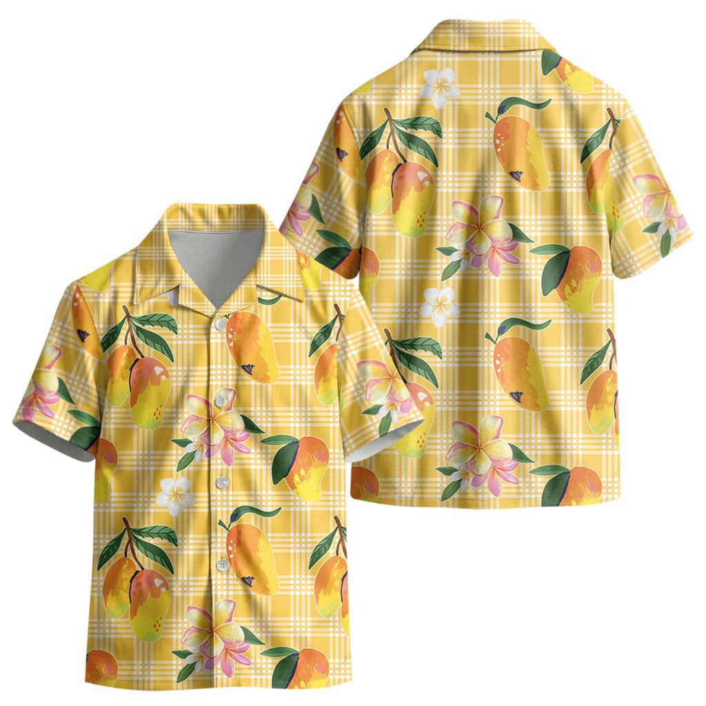 Aloha Hawaii Palaka Print Mango Plumeria Kid Hawaiian Shirt Fresh Lemon