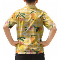 Aloha Hawaii Palaka Print Mango Plumeria Kid Hawaiian Shirt Fresh Lemon