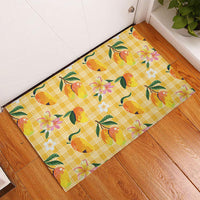 Aloha Hawaii Palaka Print Mango Plumeria Rubber Doormat Fresh Lemon
