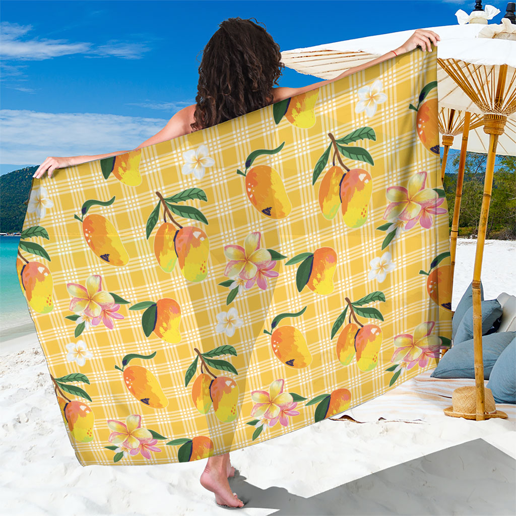 Aloha Hawaii Palaka Print Mango Plumeria Sarong Fresh Lemon LT7 One Size 44 x 66 inches Yellow - Polynesian Pride