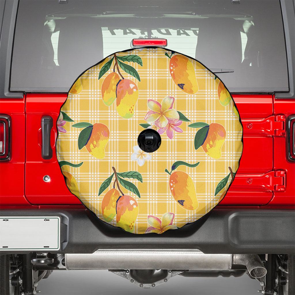 Aloha Hawaii Palaka Print Mango Plumeria Spare Tire Cover Fresh Lemon