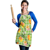 Aloha Hawaii Palaka Print Mango Plumeria Apron Cool Mint