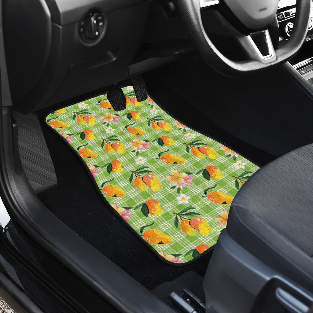 Aloha Hawaii Palaka Print Mango Plumeria Car Mats Cool Mint