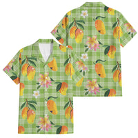 Aloha Hawaii Palaka Print Mango Plumeria Family Matching Long Sleeve Bodycon Dress and Hawaiian Shirt Cool Mint