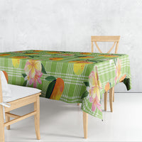 Aloha Hawaii Palaka Print Mango Plumeria Tablecloth Cool Mint
