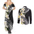 Aloha Hawaii Festive Couples Matching Summer Maxi Dress and Long Sleeve Button Shirt Frangipani Lace Classic