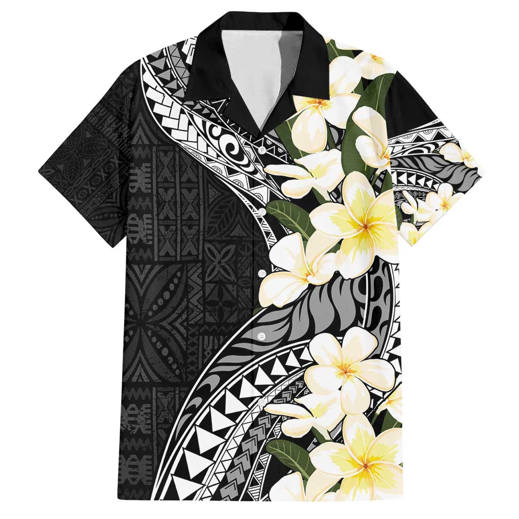 Aloha Hawaii Festive Family Matching Off Shoulder Maxi Dress and Hawaiian Shirt Frangipani Lace Classic LT7 Dad's Shirt - Short Sleeve Black - Polynesian Pride