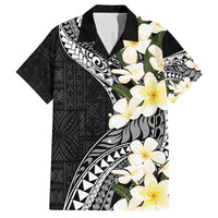 Aloha Hawaii Festive Family Matching Off Shoulder Maxi Dress and Hawaiian Shirt Frangipani Lace Classic LT7 Dad's Shirt - Short Sleeve Black - Polynesian Pride