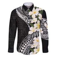 Aloha Hawaii Festive Family Matching Off Shoulder Maxi Dress and Hawaiian Shirt Frangipani Lace Classic LT7 Dad's Shirt - Long Sleeve Black - Polynesian Pride
