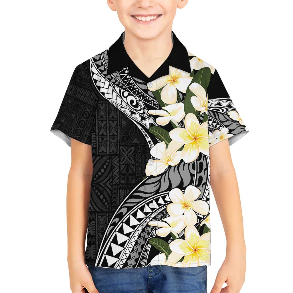 Aloha Hawaii Festive Family Matching Off Shoulder Maxi Dress and Hawaiian Shirt Frangipani Lace Classic LT7 Son's Shirt Black - Polynesian Pride