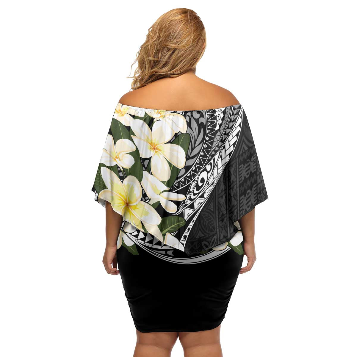 Aloha Hawaii Festive Family Matching Off Shoulder Short Dress and Hawaiian Shirt Frangipani Lace Classic
