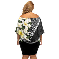 Aloha Hawaii Festive Family Matching Off Shoulder Short Dress and Hawaiian Shirt Frangipani Lace Classic