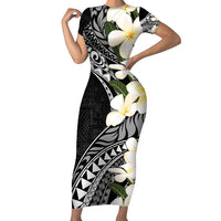 Aloha Hawaii Festive Family Matching Short Sleeve Bodycon Dress and Hawaiian Shirt Frangipani Lace Classic LT7 Mom's Dress Black - Polynesian Pride