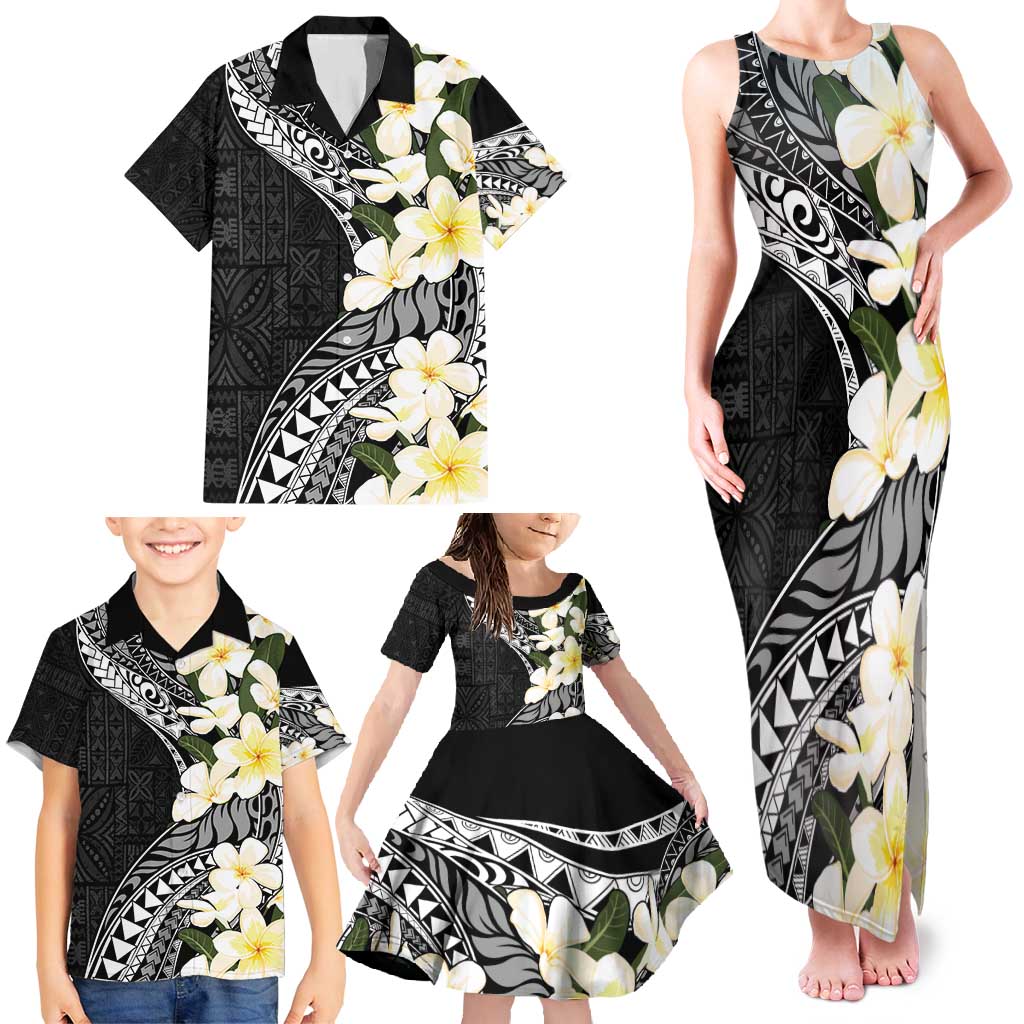 Aloha Hawaii Festive Family Matching Tank Maxi Dress and Hawaiian Shirt Frangipani Lace Classic