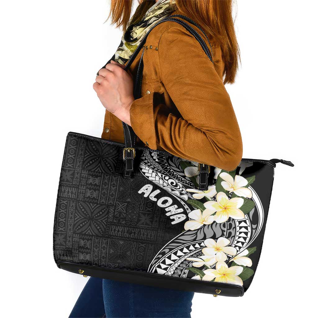 Aloha Hawaii Festive Leather Tote Bag Frangipani Lace Classic