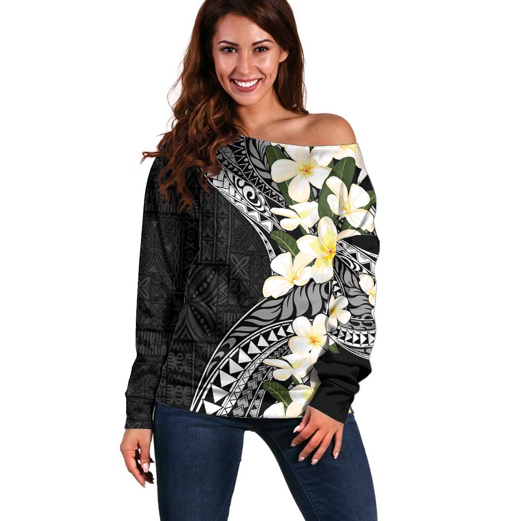 Aloha Hawaii Festive Off Shoulder Sweater Frangipani Lace Classic