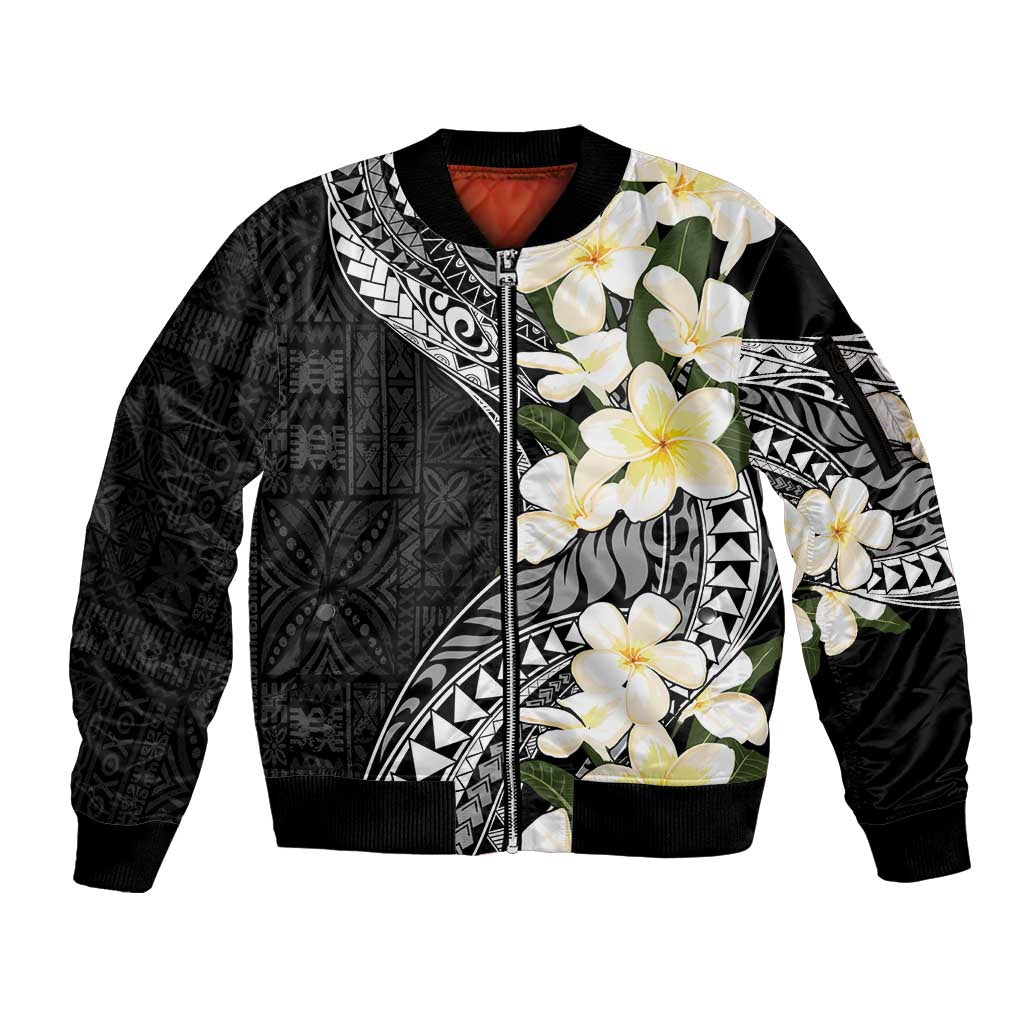 Aloha Hawaii Festive Sleeve Zip Bomber Jacket Frangipani Lace Classic