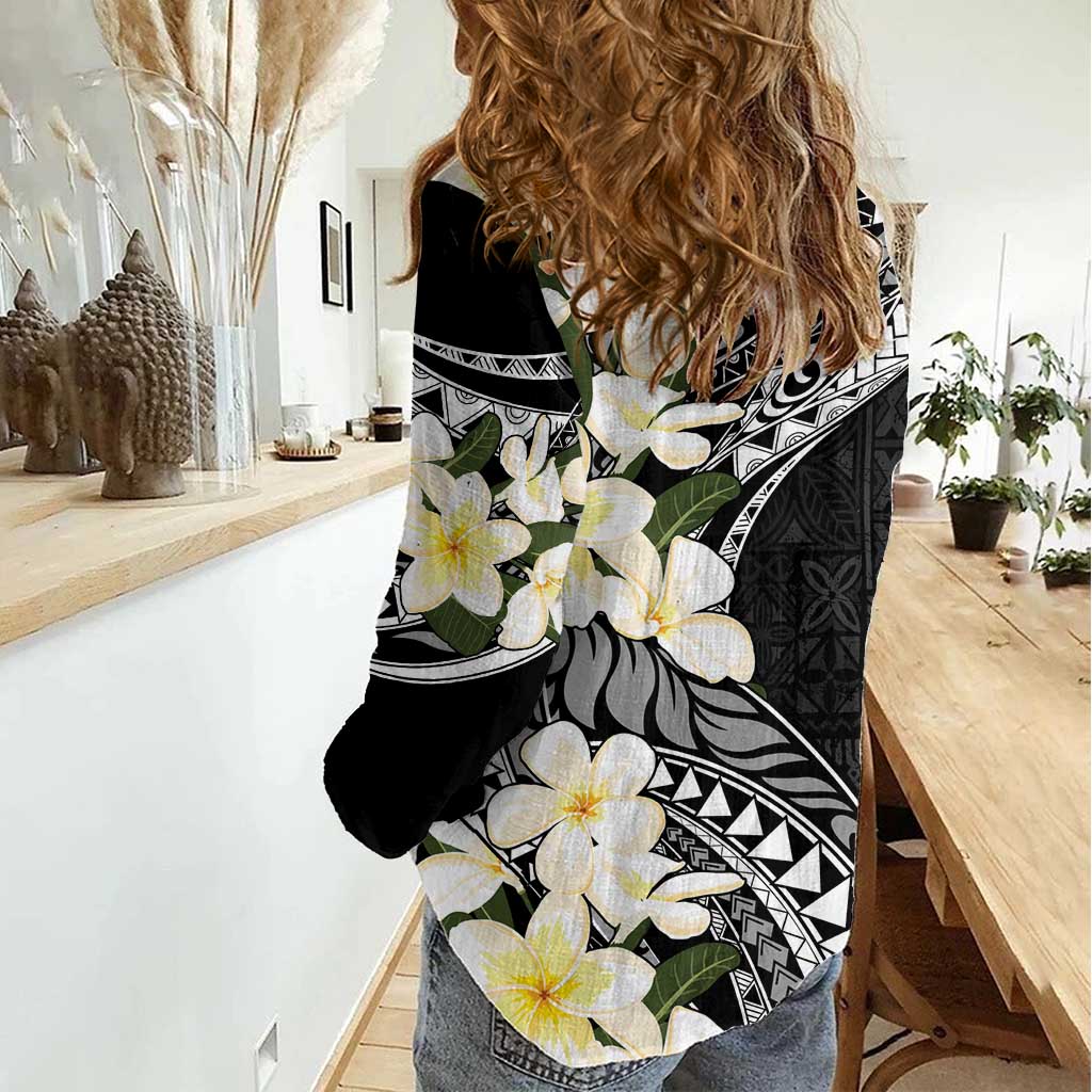 Aloha Hawaii Festive Women Casual Shirt Frangipani Lace Classic