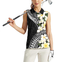 Aloha Hawaii Festive Women Sleeveless Polo Shirt Frangipani Lace Classic