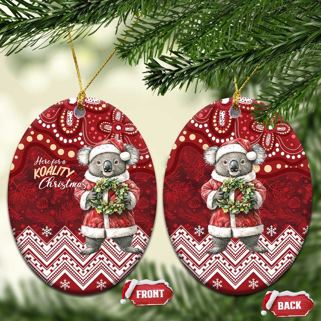 Here For A Koality Xmas Australia Abogirinal Ceramic Ornament Santa Koala - Polynesian Pride