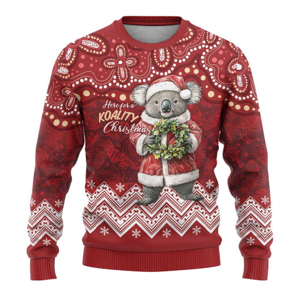 Here For A Koality Xmas Australia Abogirinal Ugly Christmas Sweater Santa Koala - Polynesian Pride