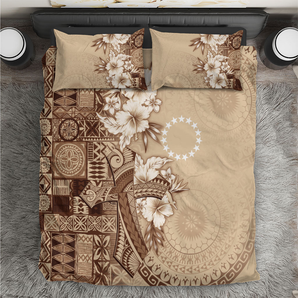 Kia Orana Cook Islands Tapa Floral With Cross Bedding Set Beige LT7 Beige - Polynesian Pride