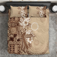 Kia Orana Cook Islands Tapa Floral With Cross Bedding Set Beige LT7 Beige - Polynesian Pride