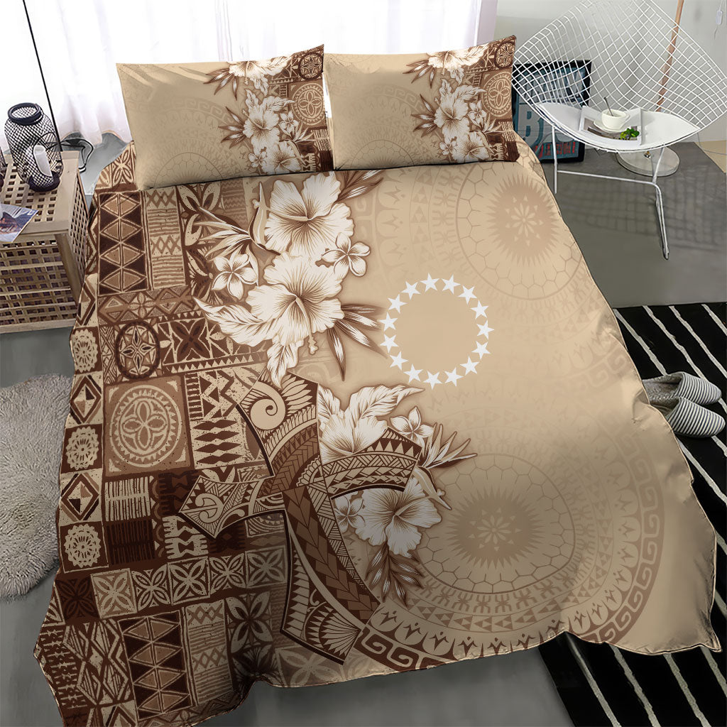 Kia Orana Cook Islands Tapa Floral With Cross Bedding Set Beige LT7 - Polynesian Pride