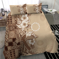 Kia Orana Cook Islands Tapa Floral With Cross Bedding Set Beige LT7 - Polynesian Pride