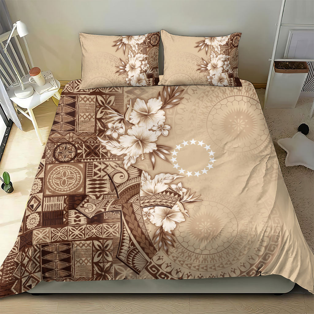 Kia Orana Cook Islands Tapa Floral With Cross Bedding Set Beige LT7 - Polynesian Pride