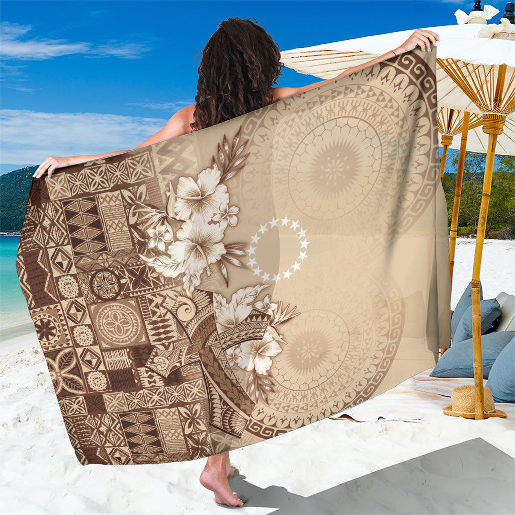 Kia Orana Cook Islands Tapa Floral With Cross Sarong Beige LT7 One Size 44 x 66 inches Beige - Polynesian Pride