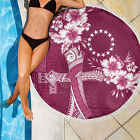 Kia Orana Cook Islands Tapa Floral With Cross Beach Blanket Maroon LT7 - Polynesian Pride