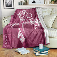 Kia Orana Cook Islands Tapa Floral With Cross Blanket Maroon LT7 Maroon - Polynesian Pride